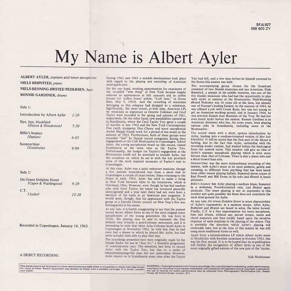 Albert Ayler ~ My Name Is Albert Ayler (Vinyl) - Djungel & Jazz