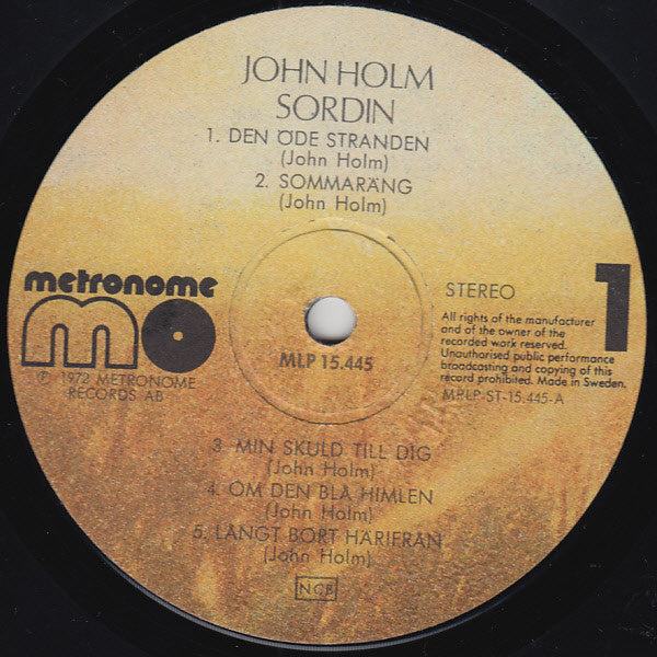 John Holm : Sordin (LP, Album, RP)