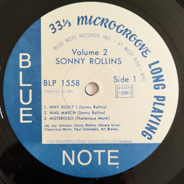 Sonny Rollins : Volume 2 (LP, Album, RE)