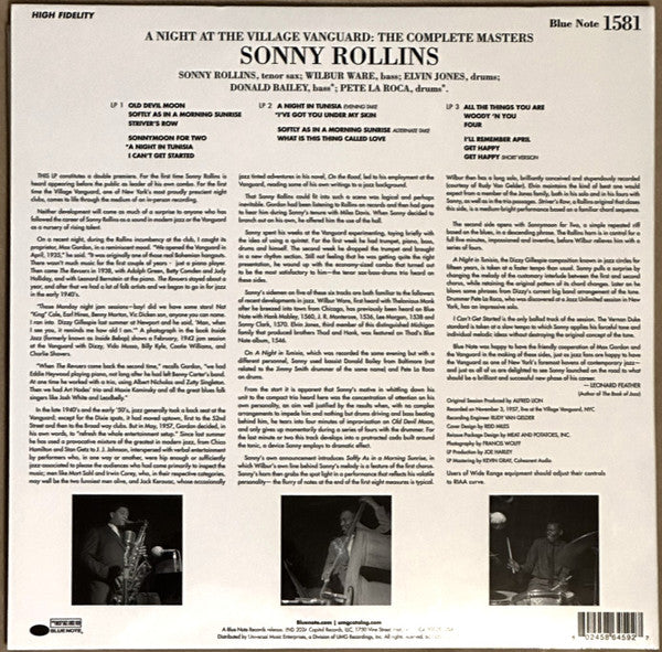 Sonny Rollins ~ A Night At The Village Vanguard: The Complete Masters (Vinyl) - Djungel & Jazz