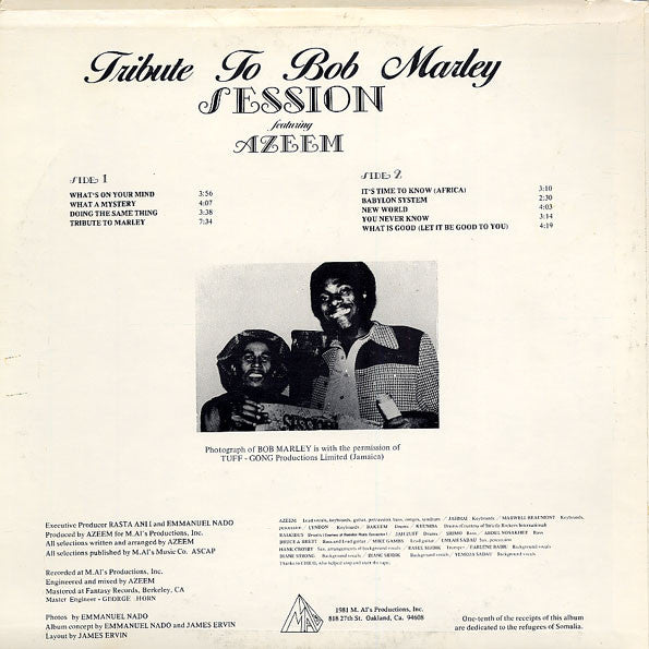 Session (7) Featuring M. Al AZeem : Tribute To Bob Marley (LP, Album)