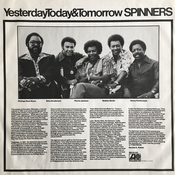 Spinners ~ Yesterday, Today & Tomorrow (Vinyl) - Djungel & Jazz