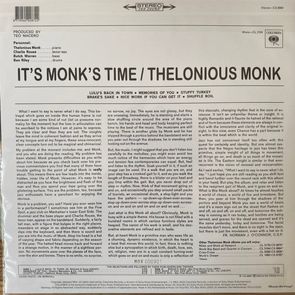 Thelonious Monk ~ It's Monk's Time (Vinyl) - Djungel & Jazz