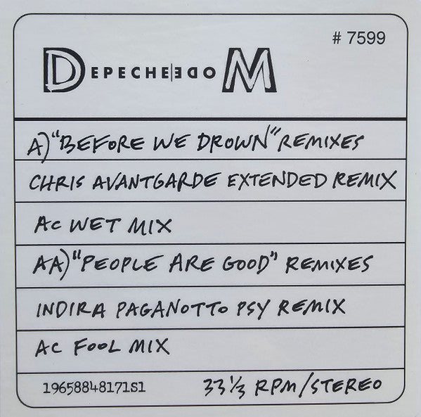 Depeche Mode ~ Before We Drown (Remixes) / People Are Good (Remixes) (Vinyl) - Djungel & Jazz