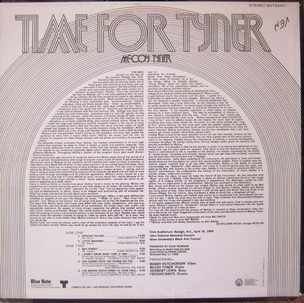 McCoy Tyner : Time For Tyner (LP, Album, RP)