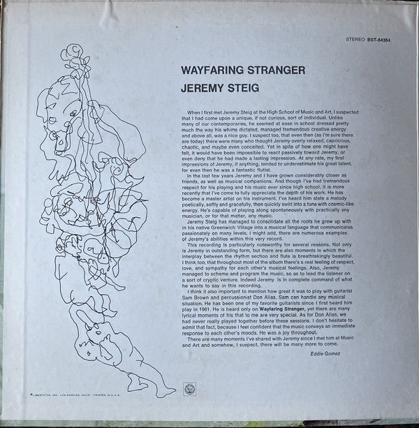 Jeremy Steig ~ Wayfaring Stranger (Vinyl) - Djungel & Jazz