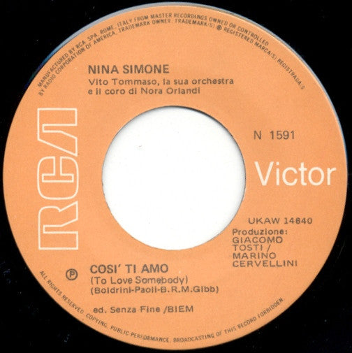 Nina Simone ~ To Love Somebody = Così Ti Amo / To Be Young, Gifted And Black (Vinyl) - Djungel & Jazz