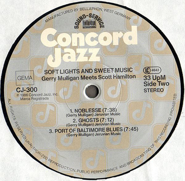 Gerry Mulligan Meets Scott Hamilton : Soft Lights & Sweet Music (LP, Album)