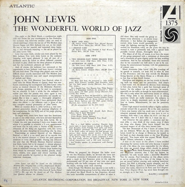 John Lewis  ~ The Wonderful World Of Jazz (Vinyl) - Djungel & Jazz