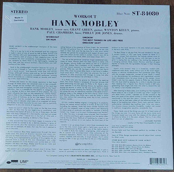 Hank Mobley : Workout (LP, Album, RE, RM, 180)