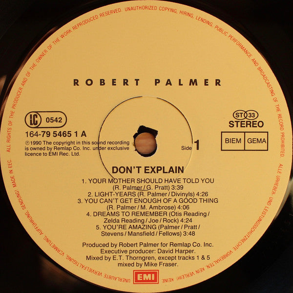 Robert Palmer : Don't Explain (2xLP, Album)