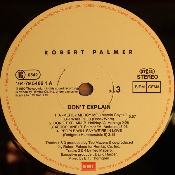 Robert Palmer ~ Don't Explain (Vinyl) - Djungel & Jazz