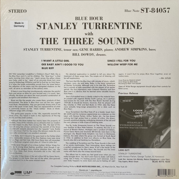 Stanley Turrentine With The 3 Sounds ~ Blue Hour (Vinyl) - Djungel & Jazz