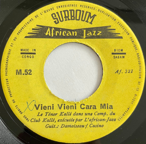 Orchestre African Jazz ~ Lipopo Ya Ba Nganga /  Vieni Vieni Cara Mia (Vinyl) - Djungel & Jazz