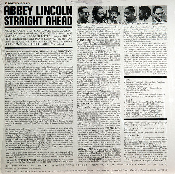 Abbey Lincoln ~ Straight Ahead (Vinyl) - Djungel & Jazz