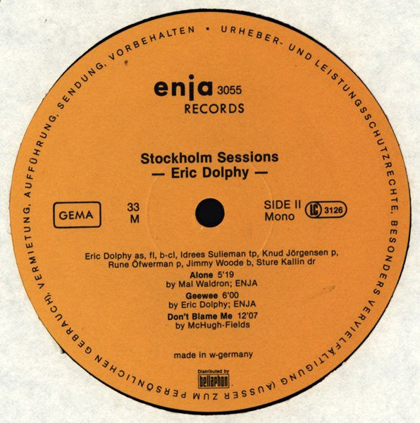 Eric Dolphy : Stockholm Sessions (LP, Album, Mono)
