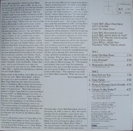 Carey Bell's Blues Harp Band With Lurrie Bell ~ Goin' On Main Street (Vinyl) - Djungel & Jazz