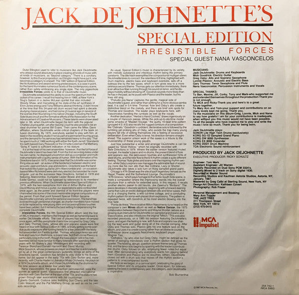 Jack DeJohnette's Special Edition ~ Irresistible Forces (Vinyl) - Djungel & Jazz