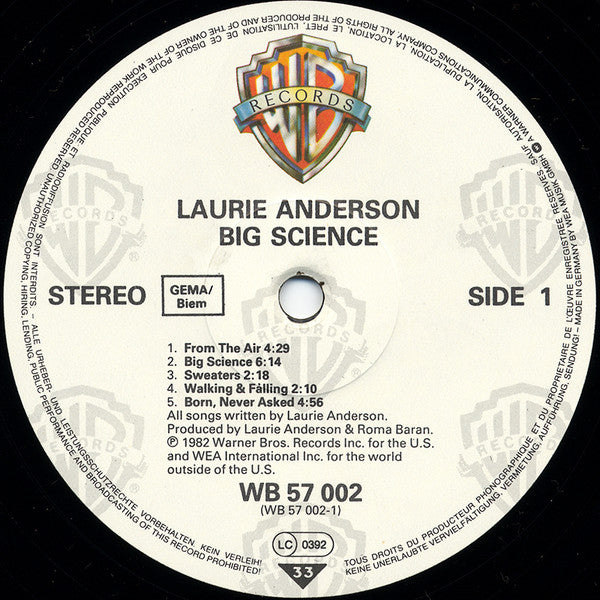 Laurie Anderson ~ Big Science (Vinyl) - Djungel & Jazz