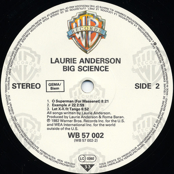 Laurie Anderson ~ Big Science (Vinyl) - Djungel & Jazz