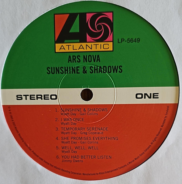 Ars Nova (3) : Sunshine & Shadows (LP, Album, RE)