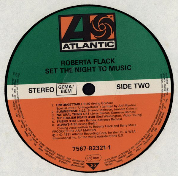 Roberta Flack ~ Set The Night To Music (Vinyl) - Djungel & Jazz