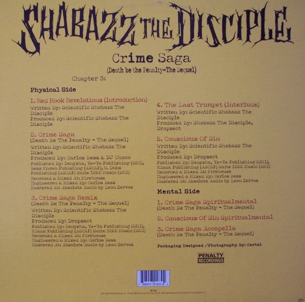 Shabazz The Disciple ~ Crime Saga (Death Be The Penalty - The Sequel) (Vinyl) - Djungel & Jazz