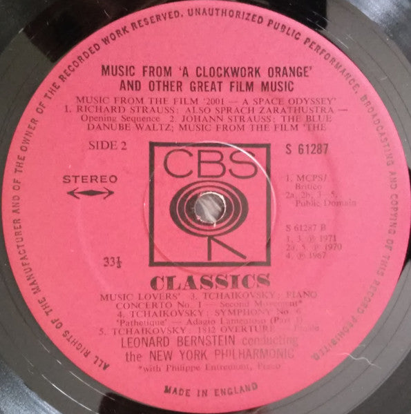 Leonard Bernstein, The New York Philharmonic ~ Music From 'A Clockwork Orange' And Other Great Film Music (Vinyl) - Djungel & Jazz