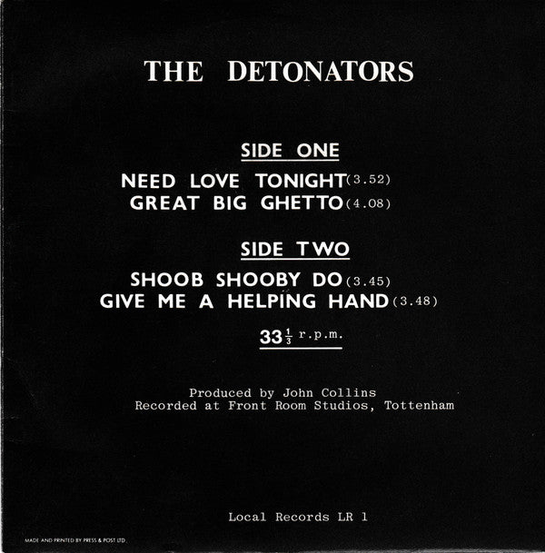 The Detonators (2) : Need Love Tonight (7", EP)