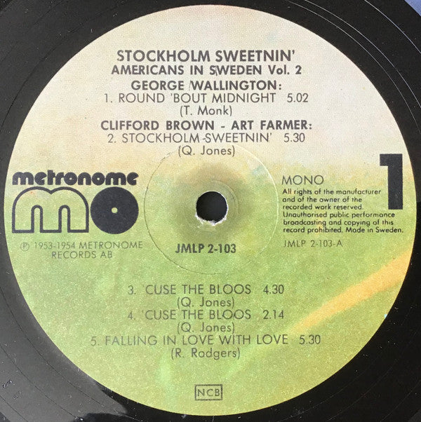 Various ~ Stockholm Sweetnin' - Americans In Sweden 1949-1954 Vol. 2 (Vinyl) - Djungel & Jazz