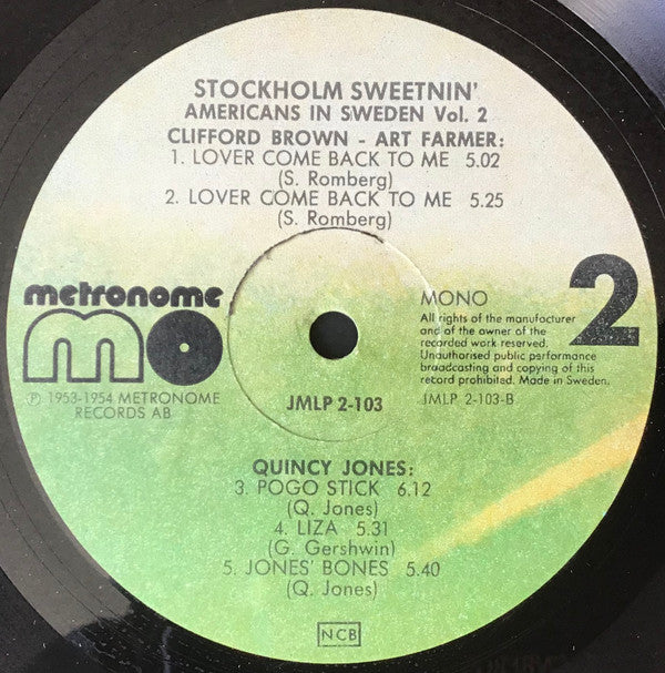 Various ~ Stockholm Sweetnin' - Americans In Sweden 1949-1954 Vol. 2 (Vinyl) - Djungel & Jazz