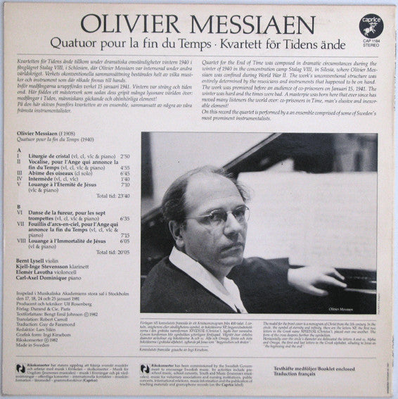 Olivier Messiaen : Quatuor Pour La Fin Du Temps - Kvartett För Tidens Ände (LP, Album)