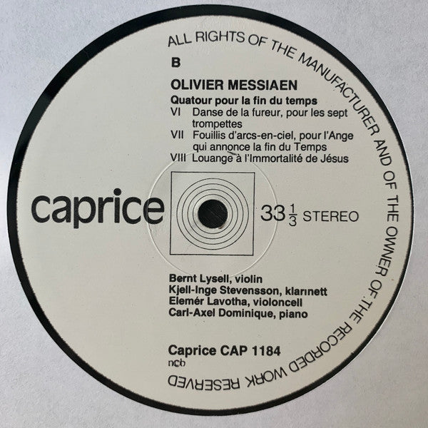 Olivier Messiaen ~ Quatuor Pour La Fin Du Temps - Kvartett För Tidens Ände (Vinyl) - Djungel & Jazz