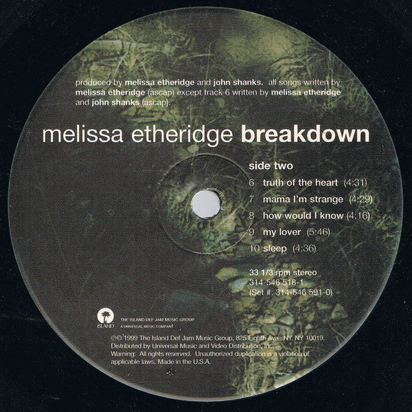 Melissa Etheridge ~ Breakdown (Vinyl) - Djungel & Jazz