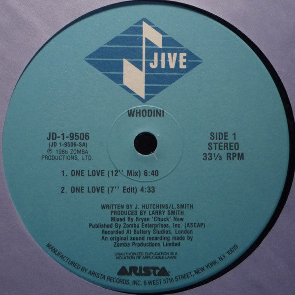 Whodini ~ One Love (Vinyl) - Djungel & Jazz