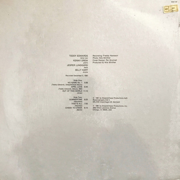 Teddy Edwards Quartet : Out Of This World (LP, Album)