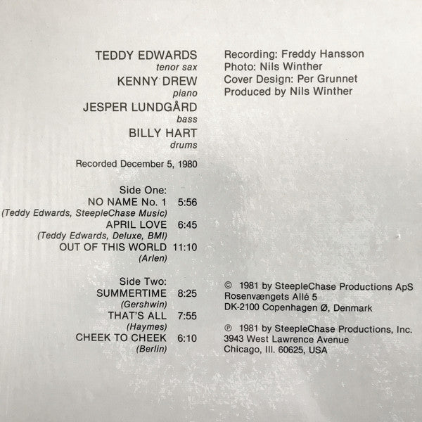 Teddy Edwards Quartet : Out Of This World (LP, Album)