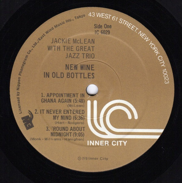 Jackie McLean and The Great Jazz Trio ~ New Wine In Old Bottles (Vinyl) - Djungel & Jazz