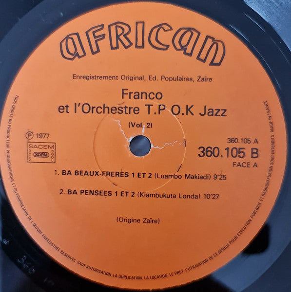 Franco Et Orchestre T.P.O.K. Jazz ~ Franco & L'Orchestre T.P. O.K. Jazz (Vol. 2) (Vinyl) - Djungel & Jazz