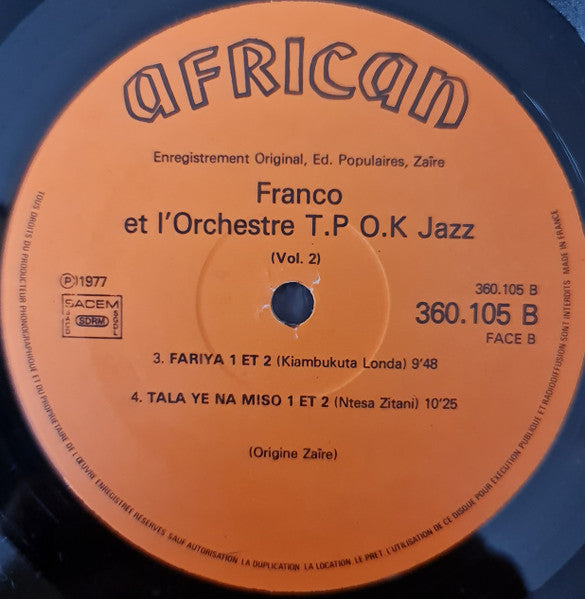 Franco Et Orchestre T.P.O.K. Jazz ~ Franco & L'Orchestre T.P. O.K. Jazz (Vol. 2) (Vinyl) - Djungel & Jazz