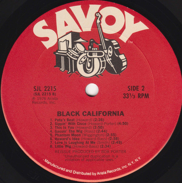 Sonny Criss, Slim Gaillard, Roy Porter Big Band With Eric Dolphy, Helen Humes, Harold Land, Hampton Hawes, Art Pepper : Black California (The Savoy Sessions) (2xLP, Comp)