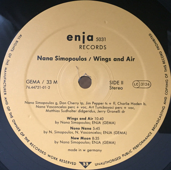 Nana Simopoulos ~ Wings And Air (Vinyl) - Djungel & Jazz