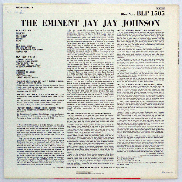 Jay Jay Johnson ~ The Eminent Jay Jay Johnson Volume 1 (Vinyl) - Djungel & Jazz