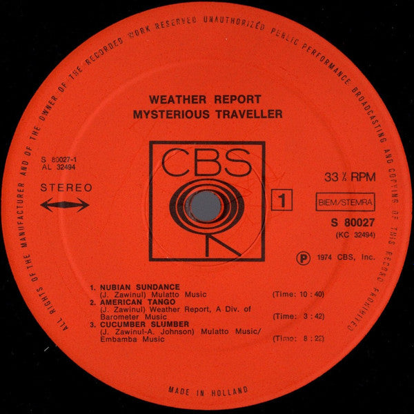 Weather Report : Mysterious Traveller (LP, Album)