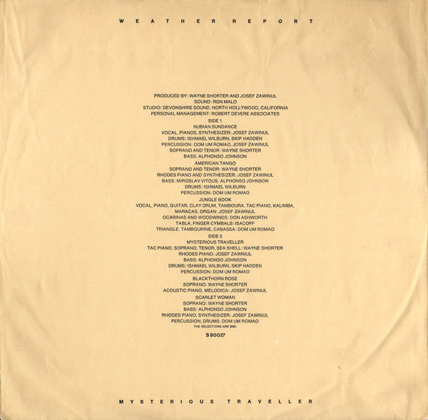 Weather Report : Mysterious Traveller (LP, Album)