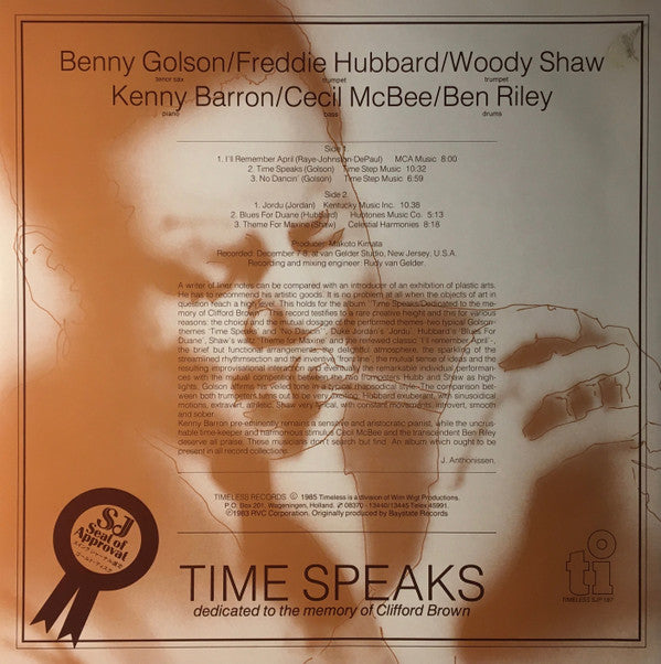 Benny Golson / Freddie Hubbard / Woody Shaw / Kenny Barron / Cecil McBee / Ben Riley ~ Time Speaks (Vinyl) - Djungel & Jazz