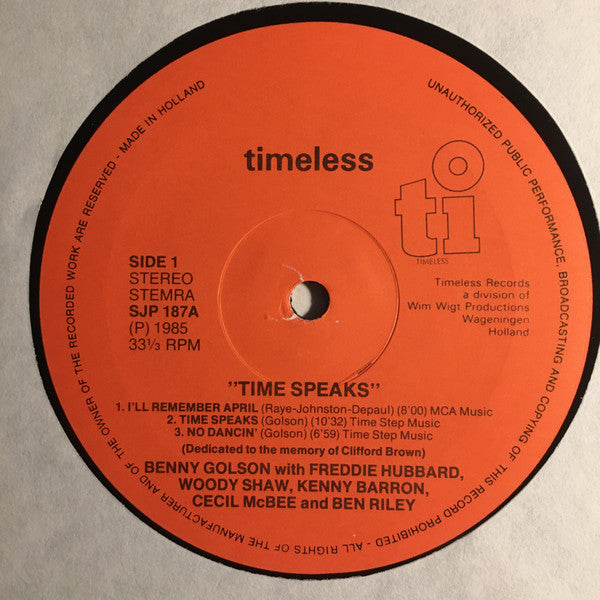 Benny Golson / Freddie Hubbard / Woody Shaw / Kenny Barron / Cecil McBee / Ben Riley ~ Time Speaks (Vinyl) - Djungel & Jazz