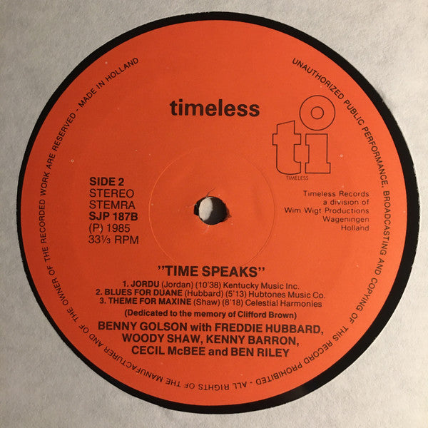 Benny Golson / Freddie Hubbard / Woody Shaw / Kenny Barron / Cecil McBee / Ben Riley ~ Time Speaks (Vinyl) - Djungel & Jazz