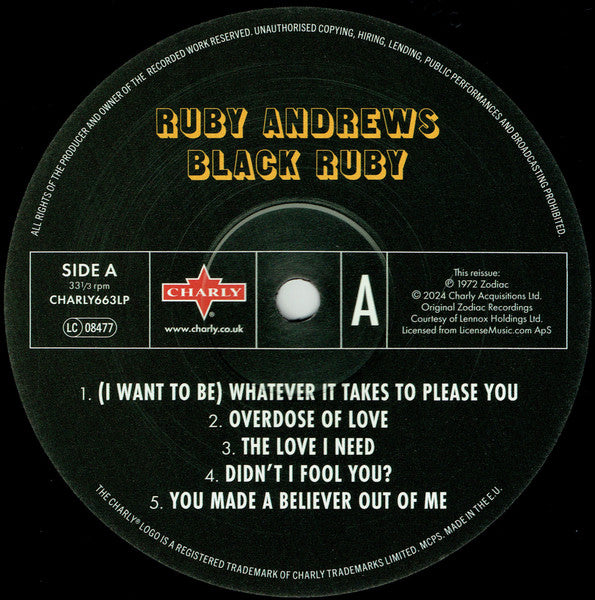 Ruby Andrews ~ Black Ruby (Vinyl) - Djungel & Jazz
