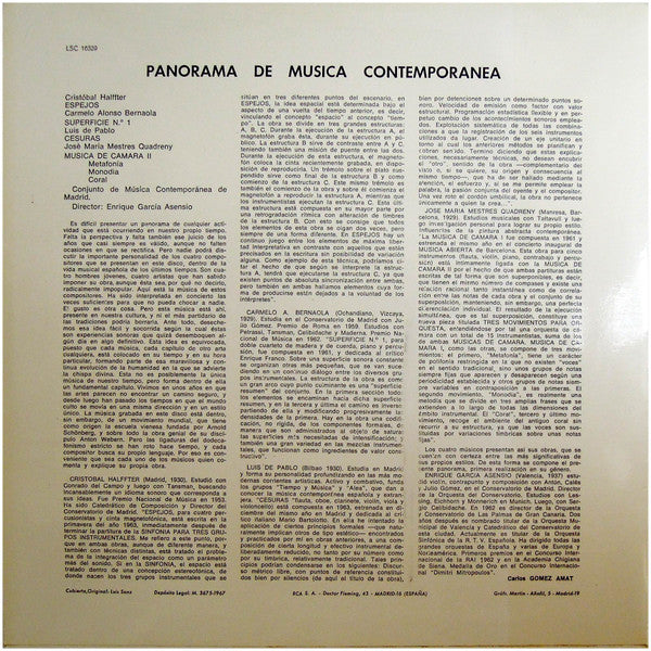 Cristóbal Halffter / Carmelo Bernaola / Luis de Pablo / Josep Maria Mestres Quadreny - Conjunto de Música Contemporánea de Madrid ~ Panorama De Música Contemporanea Española (Vinyl) - Djungel & Jazz